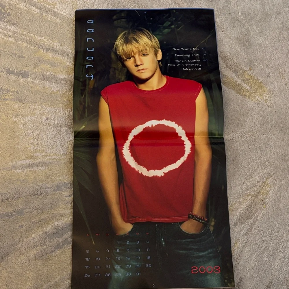 Aaron Carter 2003 Calendar, Valentines, and Postcard Bundle